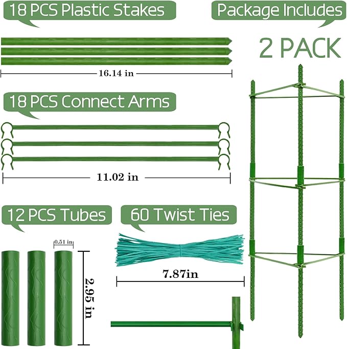 Halatool 2 Pack Tomato Cages for Garden,Up to 48in(4FT) Adjustable Tomato Cage,Garden Stakes Tomato Trellis for Pots,Tomato Plant Support for Raised Garden Bed&Climbing Vegetables Flowers(Green)