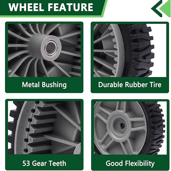 2 Pack Lawn Mower Drive Wheels Replaces Craftsman Poulan Husqvarna HOP AYP 581009202 193912X460 8"X1-3/4"