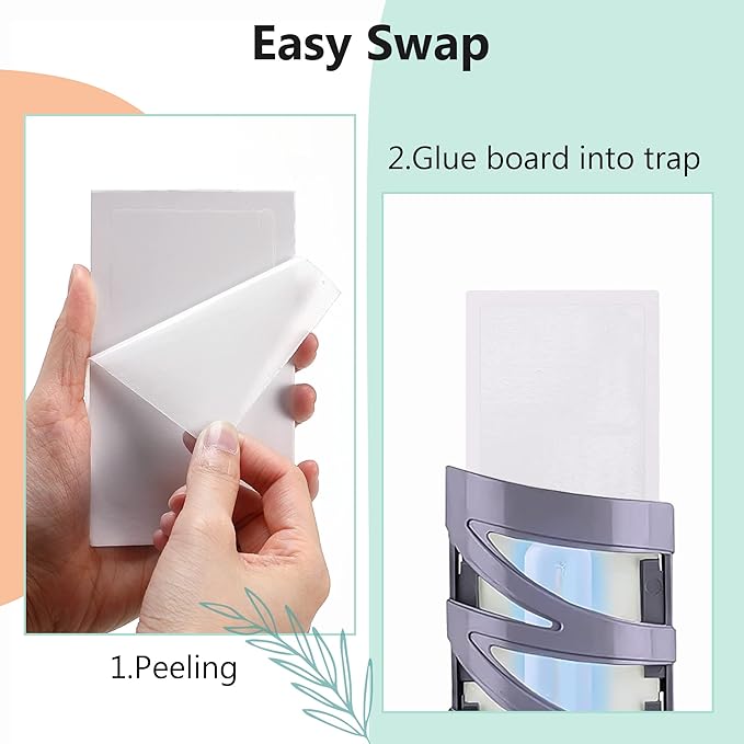 Qualirey 40 Pack Replacement Fly Glue Boards, Compatible with Gardner FlyWeb Fly Classic and Plus Light Trap, Sticky Cards Fly Traps for Indoors, Trap Fruit Flies, Mosquitoes, Gnats