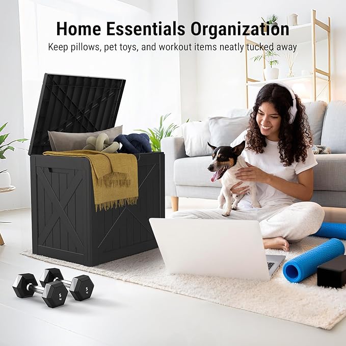 Mars Villa Deck Box, Outdoor Storage Box 31 Gallon, Waterproof Weatherproof and UV Resistant Resin Storage Bin with Lockable Lid, Ideal for, Patio Furniture Cushions, Pool Supplies, Garden Tools