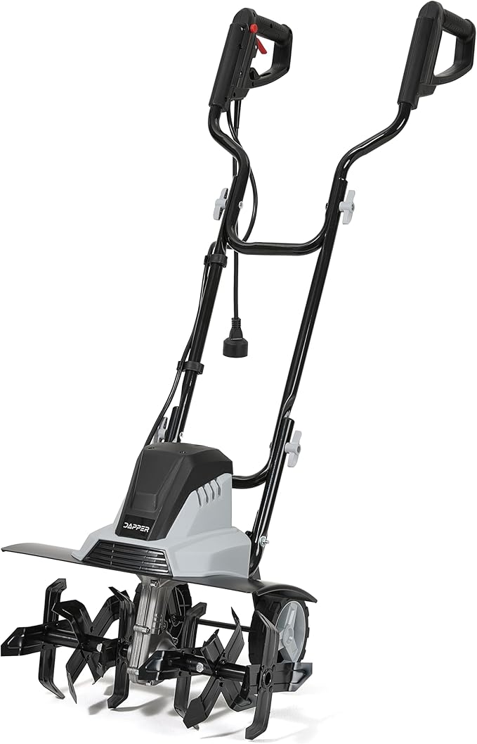 18 Electric Tiller Cultivator, 15Amp Corded Garden Rototiller with 6 Steel Tines, Adjustable Depth Wheels, Powerful Soil Cultivator for Gardening and Landscaping