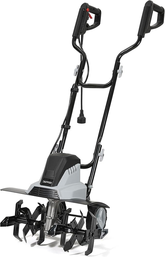 18 Electric Tiller Cultivator, 15Amp Corded Garden Rototiller with 6 Steel Tines, Adjustable Depth Wheels, Powerful Soil Cultivator for Gardening and Landscaping