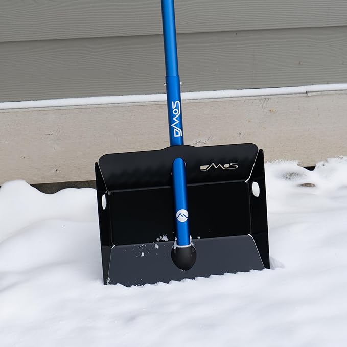 DMOS Stealth Shovel - Lightweight, Heavy-Duty Aluminum Sand & Snow Shovel with Extendable & Collapsible Handle for Camping, Overlanding, Survival, & Off-Road Use - Black/Blue - X-Large