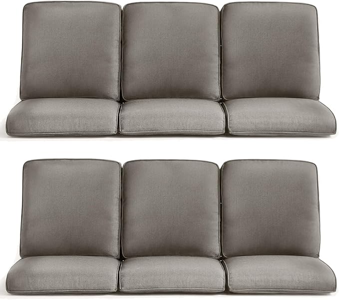 Patio Chair Cushions 6 Packs - Outside High Back Thick Water-Resistant Cushion 22x24 with Zipper Cover for Outdoor Glider Rocking Chairs Loveseat 3-Seater Couch Sofa – Grey/Regular