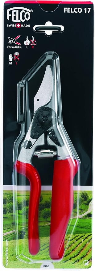 Felco F17 Pruning Shears – 7.9" Garden Clippers with Revolving Handle for Left-Handed Users | Hand Pruners for Gardening | Garden Tool Cutter with Forged Aluminum Body, Bypass & Anvil Blades