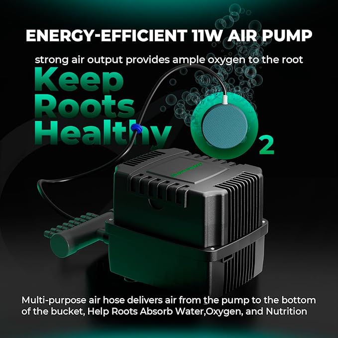 MARS HYDRO DWC Hydroponics Grow System 5 Gallon Deep Water Culture with Recirculating Drip Garden System 11W Air Pump, Multi-Purpose Air Hose, Air Stone, 4 Buckets and Top Drip Kit