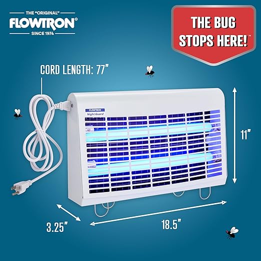 Flowtron Portable Indoor Fly Trap| Electric Insect Killer for Flies & Gnats with Dual Lure Method 30W UV Light & Pheromone Attractant | Sticky Strips, 500 Sq Ft for House & Restaurants