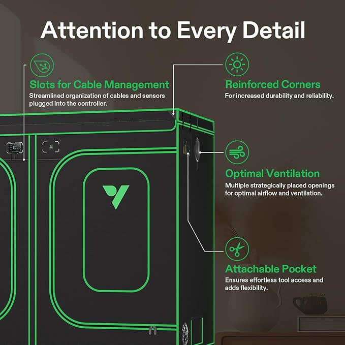 VIVOSUN P848 96"×48"×80" PRO Grow Tent, with Thick 1 inch Poles, Strengthened High Reflective Mylar Oxford Fabric, Extra Hanging Bars & High CFM Kit for Hydroponics Indoor Plant for AeroLight A200SE×4