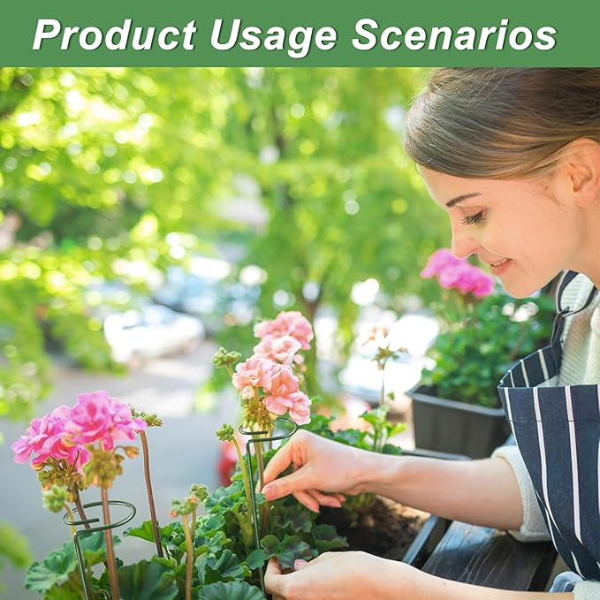 6 Pack (DIY) Plant Support Stakes, Three Sizes (12 or 24 or 36 inch) Plant Support Rings for Outdoor or Indoor, Garden Plant Stakes for Flowers Vegetable Roses Daffodils Tomatoes