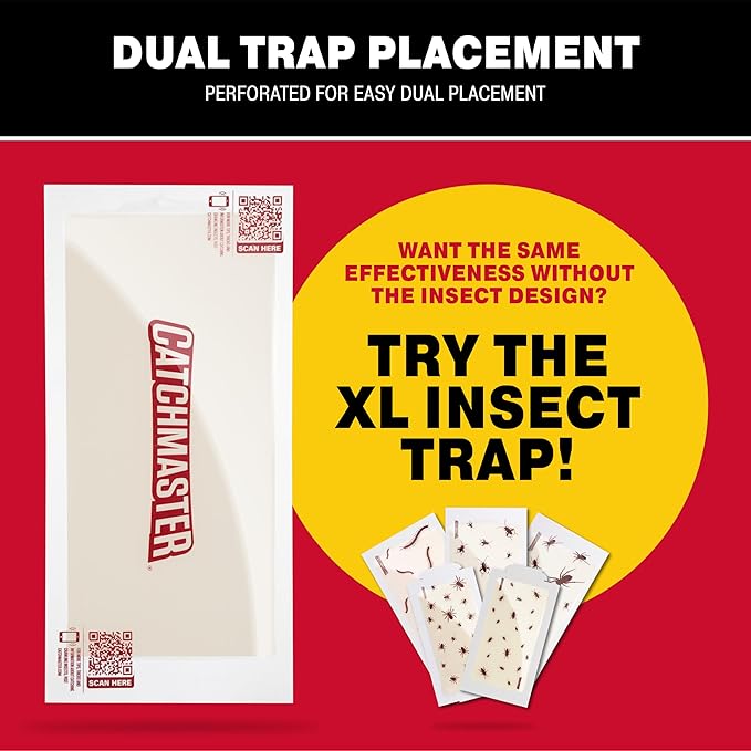 Catchmaster Crawling Insect Trap XL Giant Glue Traps 20-PK, Adhesive Bug Catcher, Spider, Cricket, Ant & Roach Traps for Home, Bulk Insect Glue Boards for House & Garage, Pest Control for Home