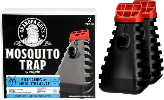 Grandpa Gus’s Mosquito Trap - Effective Long Term Outdoor Mosquito Control Killer Trap, Eco Friendly Insect Prevention for Patios and Gardens (Pack of 2)