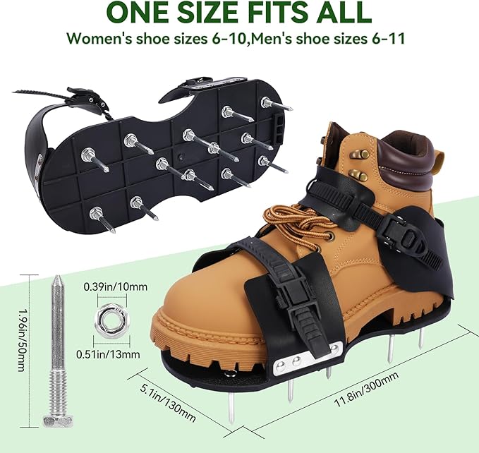 HFH Lawn Aerator Shoes for Grass，Aeration Shoes for Lawn，Spike Shoes for Lawn Aerating (Buckle)