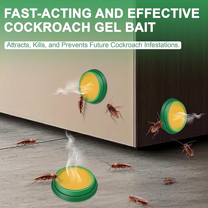 Roach Bait - Roach Traps Cockroach Bait Gel, Cockroach Killer Indoor Infestation, Indoor Home Repellent for Small Large Cockroaches, Get Rid of Roaches Permanently Outdoor (48)