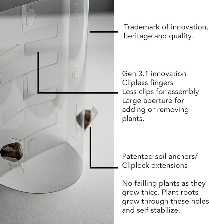 V3 Large GrowPole - Front Opening, Stackable Plastic Moss Poles for Climbing Plants, Monstera Plant Support-Plant Climbing Pole, DIY Plant Support, Works for Philodendron & Anthuriums - 5 Pcs