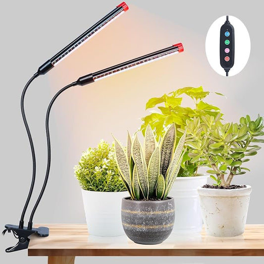 Clip Grow Lights for Seed Starting with Timer, Full Spectrum Brightest Plant Growing Lamps for Indoor Plants, Bonsai, Seedlings, 18 Watt Home Plug But Not 10W Adapter