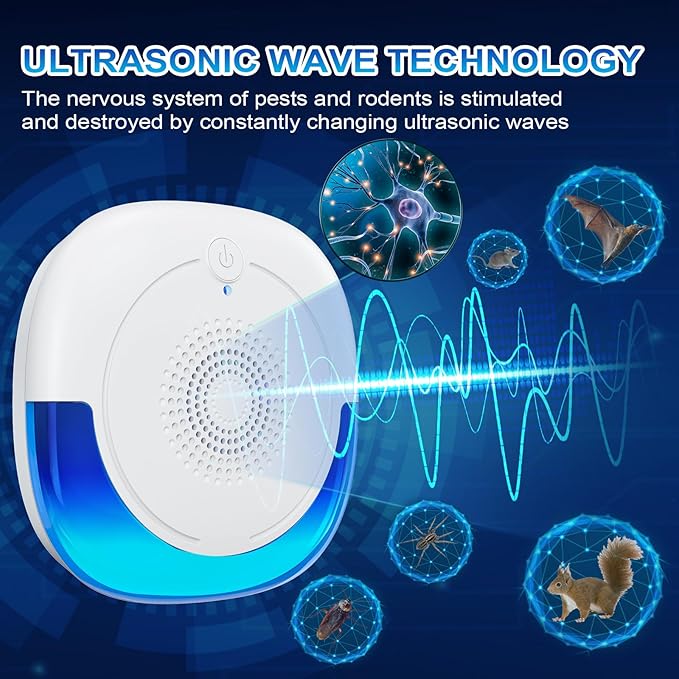 6 Pack Ultrasonic Mice Rat Repellent, Electronic Spider Bug Repellent, Indoor Roach Killer Rodent Ultrasonic Plug in for Pest, Cockroaches, Insects, Bugs, Mosquitoes