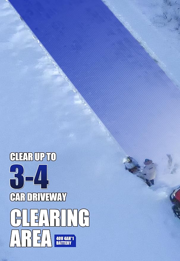 WILD BADGER POWER Cordless Snow Blower 40V 20" Electric, Brushless Battery Powered with LED Single Stage for Wet Snow and Heavy Snow, Blue