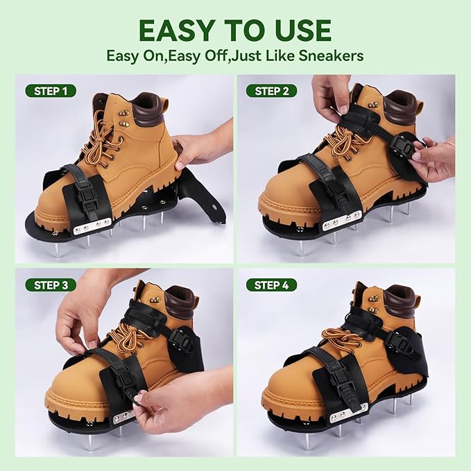 HFH Lawn Aerator Shoes for Grass，Aeration Shoes for Lawn，Spike Shoes for Lawn Aerating (Buckle)