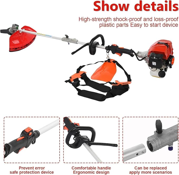 5 in 1 Multifunctional Weed Eater, 52CC 2-Cycle Gas Cordless Hedge Trimmer, 2025 Upgraded Weed Eater Gas Powered, String Trimmer, Handheld Chainsaw Brush Cutter for Yard, Garden