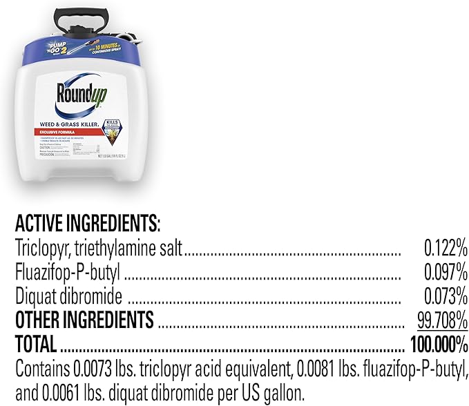 Roundup Weed and Grass Killer₄ with Pump 'N Go 2 Sprayer, Use in and Around Flower Beds, Trees & More, 1.33 gal.