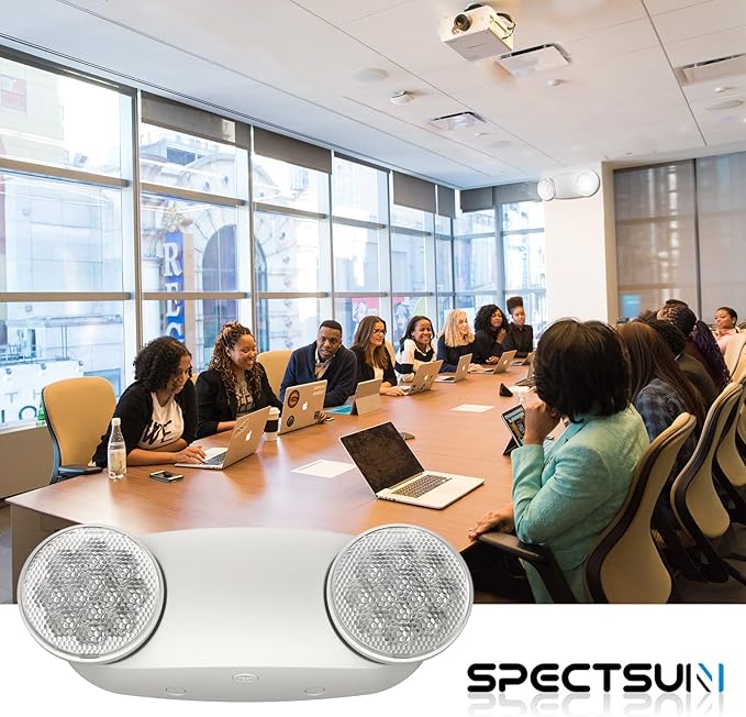 1 Pack Led Emergency Lights for Business, LED Emergency Exit Lights with Battery Backup, 2 Bug Eye Heads Adjustable Commercial Emergency Lighting Fixtures, UL 924 Certified.