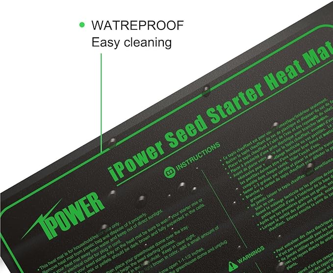 iPower GLHTMTS Durable Waterproof Seedling Heat Mat Warm Hydroponic Plant Germination Starting Pad, 10"x 20", Black