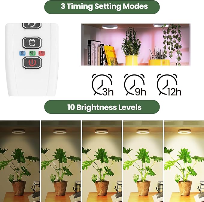 Mosthink Ceiling Grow Lights for Indoor Plants, 96 LEDs Plant Light Full Spectrum, Under Cabinet Plant Growing Lamp with Auto Timer, 10 Dimmable Levels, 3 Modes with Transparent Cover,Corded