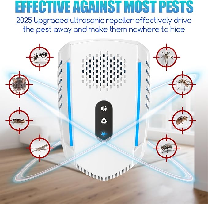 2025 Upgraded Ultrasonic Pest&Insect Repeller,6 Packs Electronic Mouse Ultrasonic Repellent for Roach,Rodent,Bugs,Mosquito,Spider,Ant,Mice Plug in Pest Control Device with 3 Mode Switching
