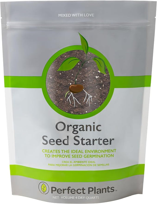 Perfect Plants Organic Seed Starter Soil Mix 4qt. | Contains Worm Castings and Mycorrhizae | Balanced Seed Sprouting Medium