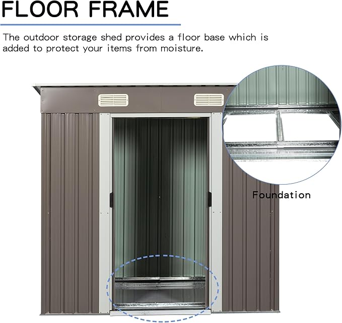 6X4 FT Outdoor Storage Shed, Waterproof Metal Garden Sheds with Lockable Door, Steel Tool Storage Buildings Shed & Outdoor Storage House for Garden, Backyard, Patio, Lawn, Trash Cans(Gray)