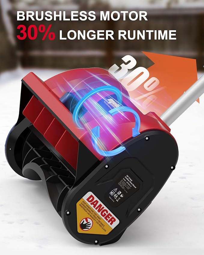 Cordless Snow Shovel Compatible with Milwaukee 18V Battery, 12” Brushless Snow Blower Electric Snow Thrower, Adjustable Front Handle & Deflector (w/ 4.0 Ah Battery & 4.0 Quick Charger)