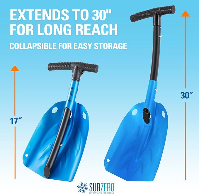 SubZero 17222 Collapsible Snow Shovel, Light Weight Aluminum Snow Shovel for Car, Emergency Shovel for Driveway and Car (pack of 1)