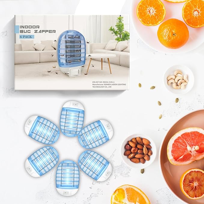 Indoor Bug Zappers, Mosquito Killer Indoor, Insect Traps for Home Mosquito Zapper for Baby & Pets, Kitchen, Living Room, Bedroom, Baby Room, Office (6 Pack)