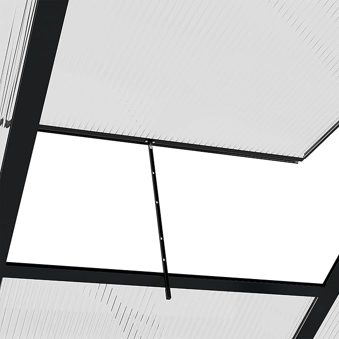 Outsunny 6' x 10' Greenhouse for Outdoors, Polycarbonate Greenhouse with Rain Gutter and Roof Vent, Aluminum Walk-in Green Houses for Outside for Patio Backyard Garden, Gray