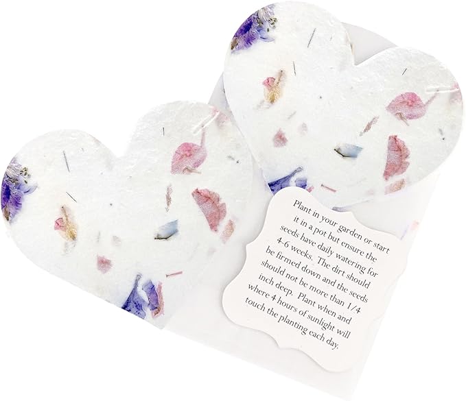 Set of 24 Mixed Heart – Plantable Seed Paper Embedded with Wildflower Seeds for Bridal Shower, Wedding Gift, Birthday, & Other Milestone Celebrations
