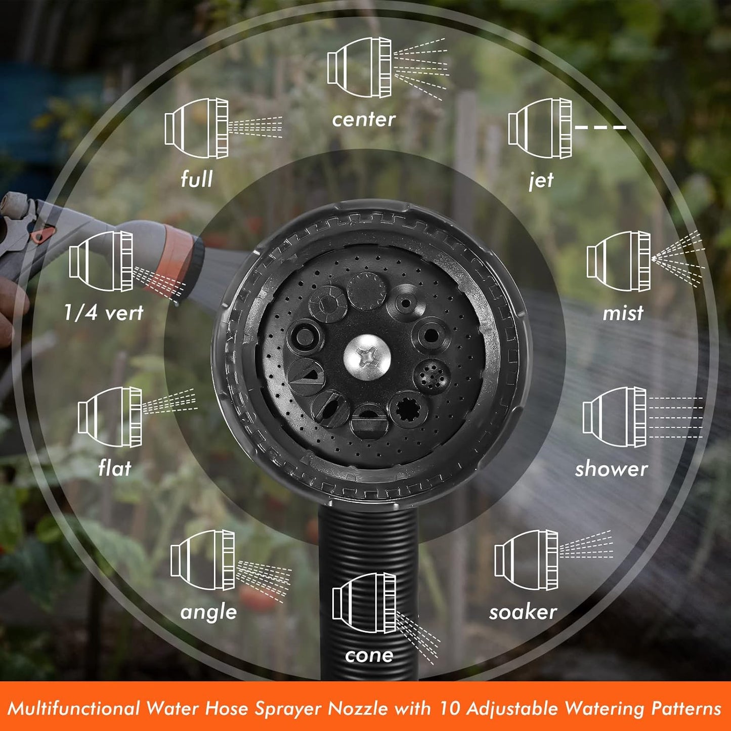 4 Pcs Garden Hose Nozzle Sprayer 10 Adjustable Watering Patterns Heavy Duty High Pressure Water Gun for Watering Plants Washing Cars and Showering Pets