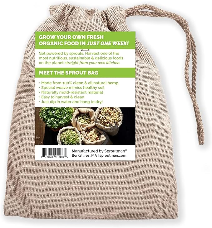 Sproutman®'s Hemp Sprout Bag - Just Dip in Water, Hang It Up, & Watch It Grow