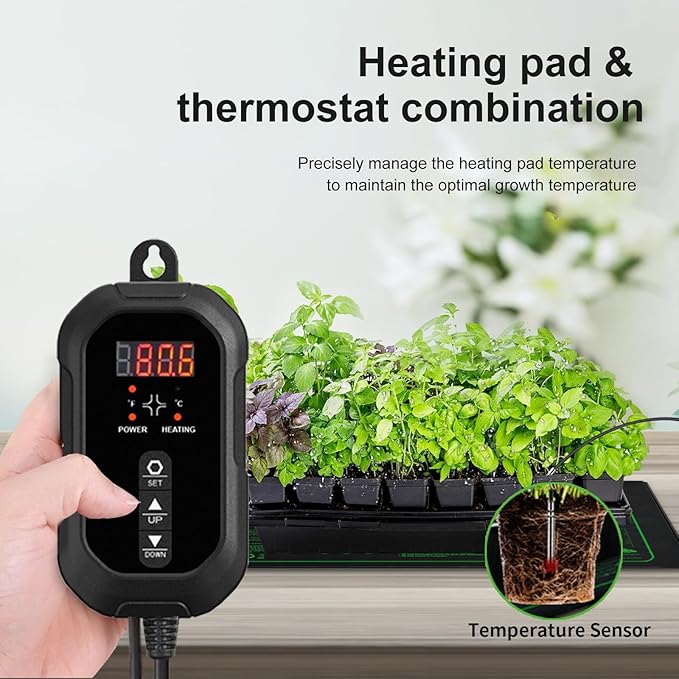 20"x 20" Seedling Heat Mat with Digital Thermostat Combo Set,ETL Certified and Durable Waterproof Warm Hydroponic Heat Mat for Germination,Indoor Gardening,Brewing and Greenhouses