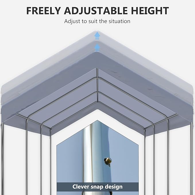 Outsunny 10' x 20' Party Tent and Carport, Height Adjustable Portable Garage, Outdoor Canopy Tent 8 Legs Without Sidewalls for Car, Truck, Boat, Motorcycle, Bike, Garden Tools, Gray