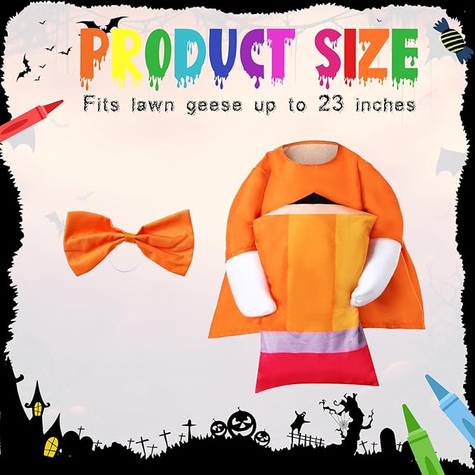 Geyoga Halloween Porch Goose Outfit 23" Classroom Goose Clothes Fall Lawn School Garden Patio Yard Outdoor Decorations (Orange, Pencil)