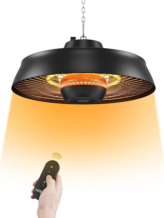 Pasapair Patio Heater - 1500W Outdoor Hanging Heater 3S Fast Heating with Remote - Adjustable Height Waterproof Infrared Mounted for Gazebo Garage - ETL Certified