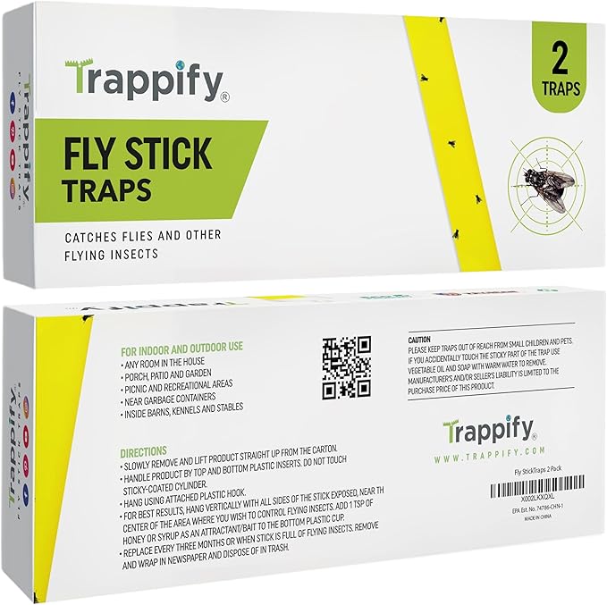 Trappify Hanging Fly Traps Outdoor: Fruit Fly Traps for Indoors | Gnat Trap | Gnat Traps for House Indoor | Fly Trap Indoor - Disposable Sticky Fly Trap for Indoor House Pest Control (2 Pack)