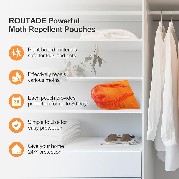 15 Pack Moth Repellent for Closets Made with Plant-Based Ingredients, Effective Moth Repellent for House to Get Rid of Moths from Closets, Drawers, Wardrobes, Storage Boxes, Insect Traps for Indoor