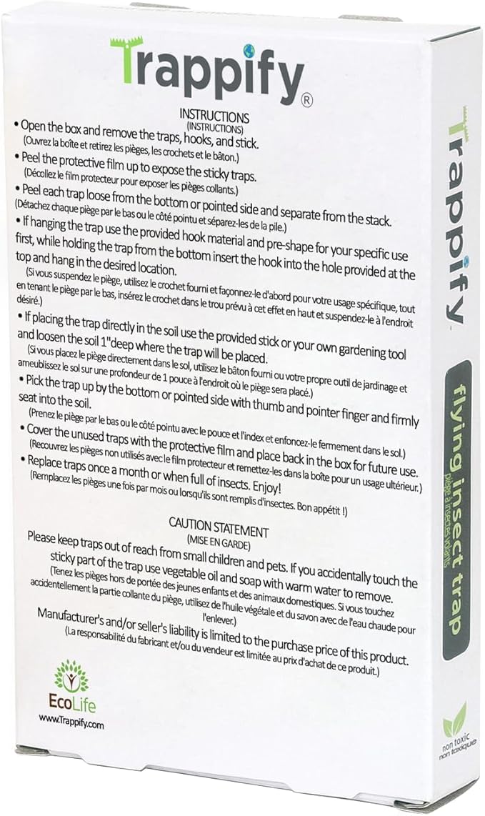 Trappify Sticky Gnat Traps for House Indoor - Yellow Fruit Fly Traps for Indoors|Outdoor Plants | Insect Catcher for White Flies, Mosquitos, Fungus Gnats | Disposable Glue Fly Trap Indoor (50 Pack)