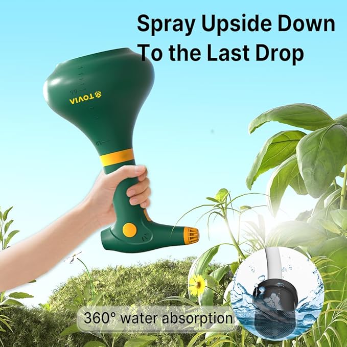 T TOVIA: Garden Sprayer 1 Liter Battery Spray Bottle Powered Electric, Rechargeable, Portable Garden and Plant Sprayer, Mister, for Outdoor and Indoor Plants,Cleans and Gardens, Handheld Powered