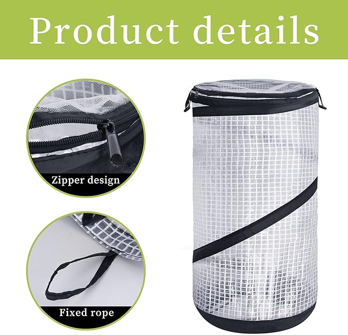 DECOHS 2 PCS Pop up Mini Greenhouse-23.4x11.6 Inch PVC Spring-up Plant Protector with Zipper-Portable Greenhouse Cover for Gardening Plants Cold Frost Protection Wind Rain Proof