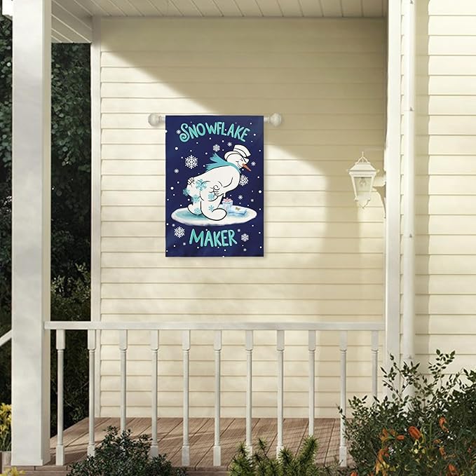 Winter Snowman Garden Flag Snowflake Maker Yard Flags Double Sided Christma Vertical Wall Banners Xmas Gift House Banner for Holiday Farmhouse Outdoor Decoration 28 x 40 Inch