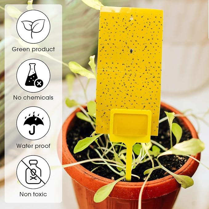 220 Pcs 7.9 x 4 Inch Sticky Traps for Plant Gnats Double Sided Sticky Traps with Twist Ties for Flying Killer Insect Indoor Outdoor Fungus Gnats, Whiteflies, Aphids (Yellow)