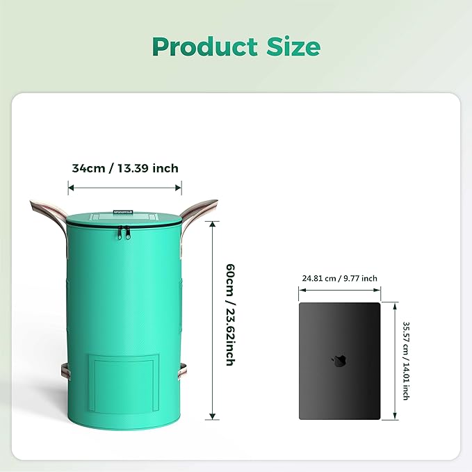 Compost Bin Outdoor - 14.39 Gallon Breathable Thickened Reusable Garden Yard Waste Bags, Composting Bin for Outside Garden with Faster Composting & Odor Reduction