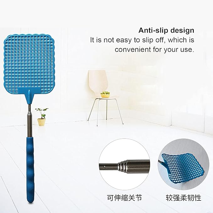 9PCS Fly Swatter, 10 to 29in Retractable Fly Swatter, Flyswatter with 3x3.7in Mesh Frame Suitable for Various Places Such as Homes Offices Outdoors and Camping
